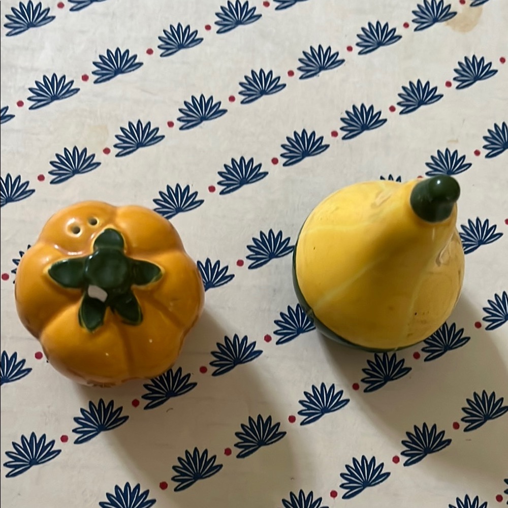 Ceramic Pumpkin and Gourd Salt and Pepper Shakers - Yellow and Green